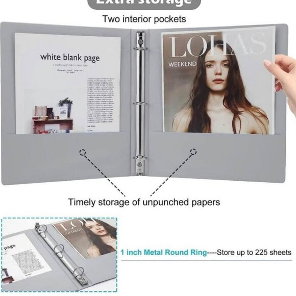 NEW (6 Pack) 1'' Round-Ring View Presentation View Binders, Holds Up to 8.5"11" - Picture 6 of 6